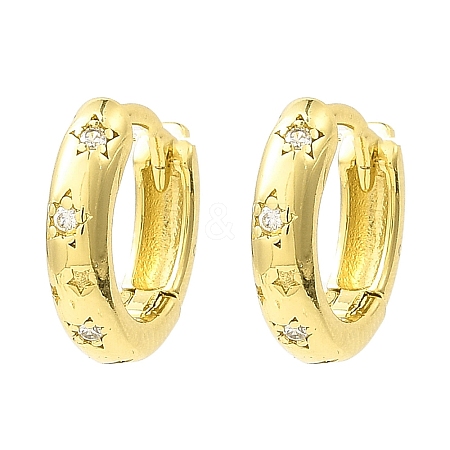 Star Brass Hoop Earrings EJEW-L270-17G-1