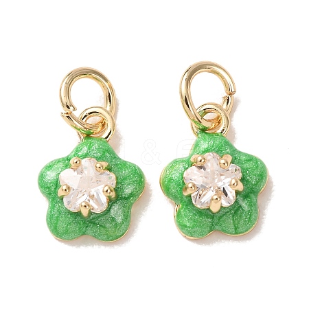 Brass Micro Pave Clear Cubic Zirconia with Enamel Charms CU-K002-53G-E-1