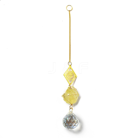 Wire Wrapped Nuggets Natural Citrine Pendant Decorations HJEW-C008-01D-G-1