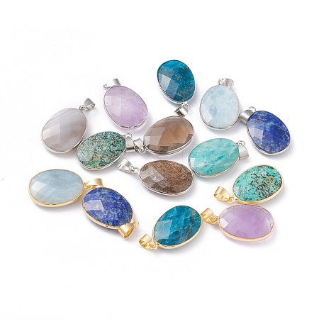 Natural Gemstone Pendants G-G845-06-1