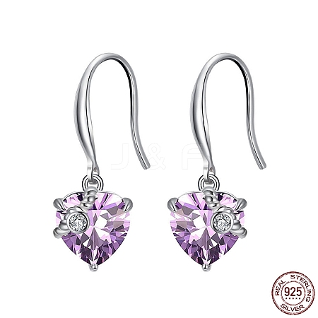 Cubic Zirconia Heart Dangle Earrings EJEW-P231-46P-06-1