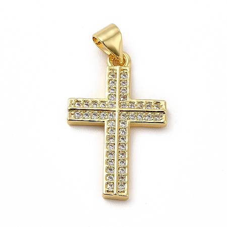 Rack Plating Brass Micro Pave Cubic Zirconia Pendants KK-E072-03G-1