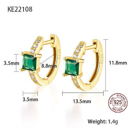 Real 18K Gold Plated 925 Sterling Silver Hoop Earrings ZC1005-8-1