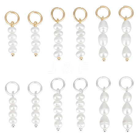 12Pcs 6 Styles Natural Cultured Freshwater Pearl Pendants PALLOY-PH01749-1