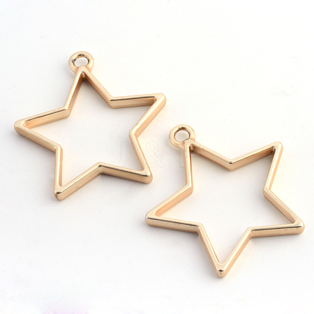 Rack Plating Alloy Star Open Back Bezel Pendants X-PALLOY-S047-40C-FF-1
