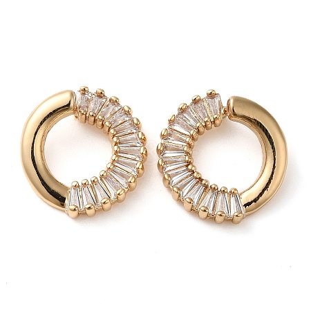 Brass Micro Pave Cubic Zirconia Stud Earring EJEW-H103-13G-1