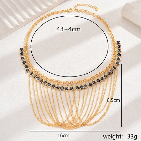 Brass Evil Eye Tassel Chain Necklaces for Women DG3405-1