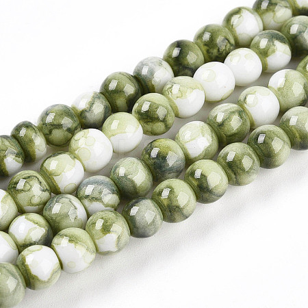 Baking Paint Glass Beads Strands DGLA-N003-6mm-C06-1