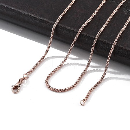 2mm Rack Plating Brass Box Chain Necklaces for Women Men MAK-L044-60RG-1