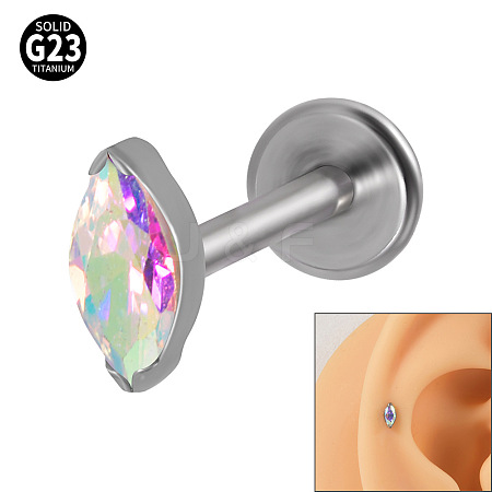 G23 Titanium Cubic Zirconia Horse Eye 17 Gauge Threadless Labrets for Women Men WG9E7C9-26-1