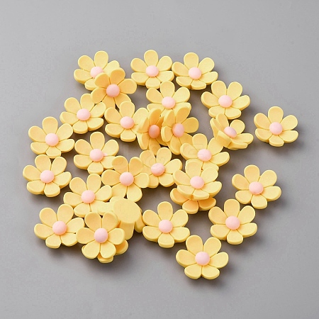 Opaque Resin Flower Cabochons CRES-WH0010-053A-03-1