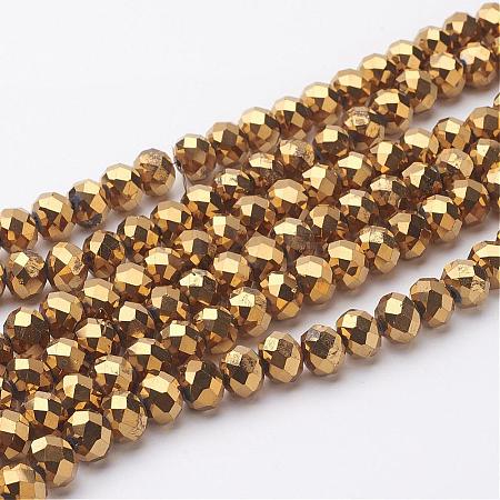 Electroplate Glass Beads Strands GR7X10MMY-G-1