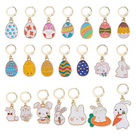 Easter Rabbit & Egg Alloy Enamel Locking Stitch Markers HJEW-GO00108-1