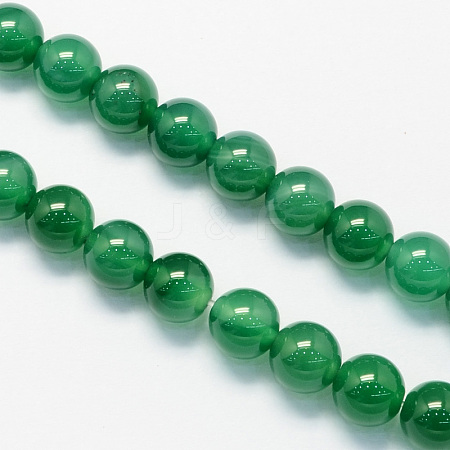 Round Dyed Natural Dyed & Heated Green Onyx Agate Beads Strands X-G-S123-6mm-1