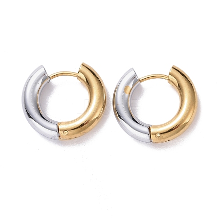 Two Tone 304 Stainless Steel Hinged Hoop Earrings for Women EJEW-A073-01A-1
