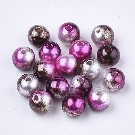 Rainbow ABS Plastic Imitation Pearl Beads OACR-Q174-6mm-12-1