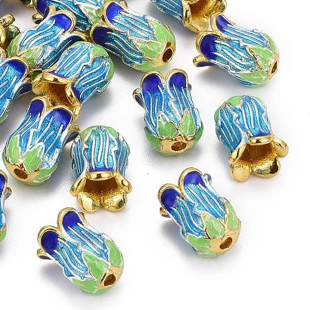 5-Petal Rack Plating Brass Enamel Bead Cap LS-X-KK-P024-13-RS-1