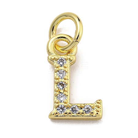 Initial Letter Brass with Cubic Zirconia Charms KK-Q814-26L-G-1