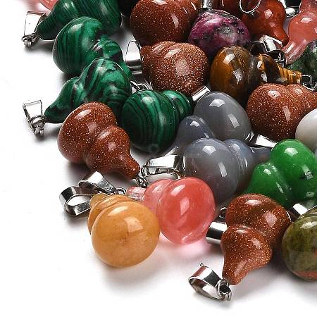 Natural & Synthetic Mixed Gemstone Pendants X-G-B127-03P-1