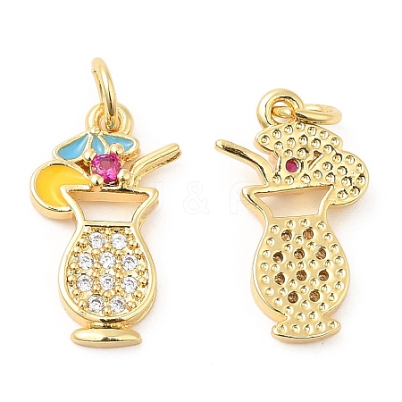 Brass with Cubic Zirconia Enamel Pendants X-KK-K343-06G-1