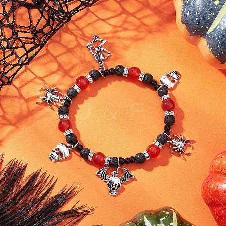 Halloween Alloy Charm Bracelets BJEW-TA00676-1