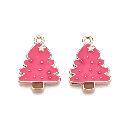 Christmas Theme Rack Plating Alloy Enamel Pendants X-ENAM-T021-17KCG-1