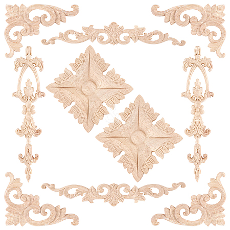 12Pcs 4 Styles Wooden Wall Decorations AJEW-WR0003-89-1