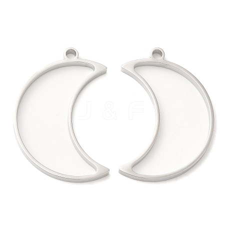 Non-Tarnish 304 Stainless Steel Open Back Bezel Moon Pendants LS-STAS-Z040-07P-1