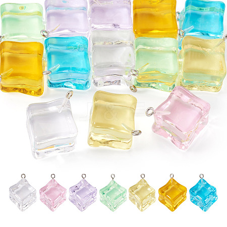14Pcs 7 Colors Transparent Acrylic Pendants TACR-TA0001-78-1