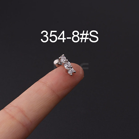 316L Stainless Steel Micro Pave Cubic Zirconia Cartilage Earrings WG094CA-08-1