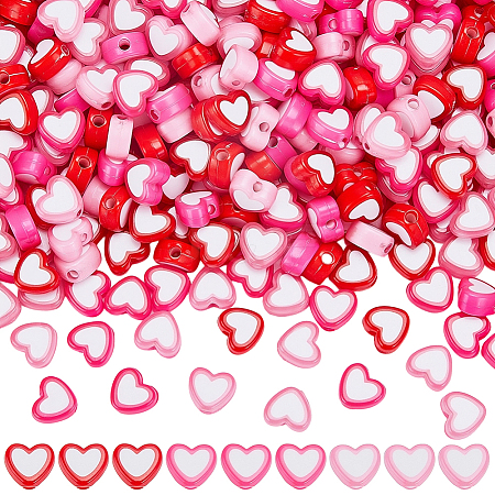 750Pcs 3 Colors Heart Acrylic Beads TACR-SP0001-40-1