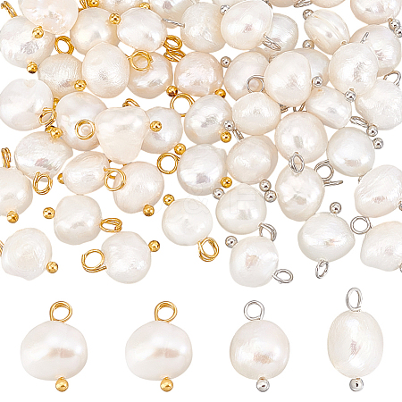 50Pcs 2 Colors Natural Cultured Freshwater Pearl Nuggets Charms PALLOY-PH01721-1