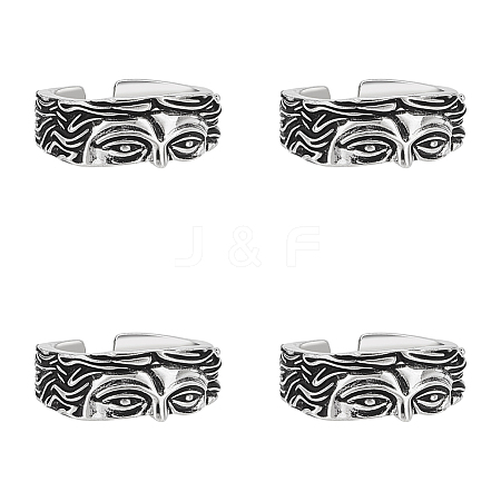 4Pcs Brass Cuff Open Rings for Men RJEW-UN0003-11AS-1