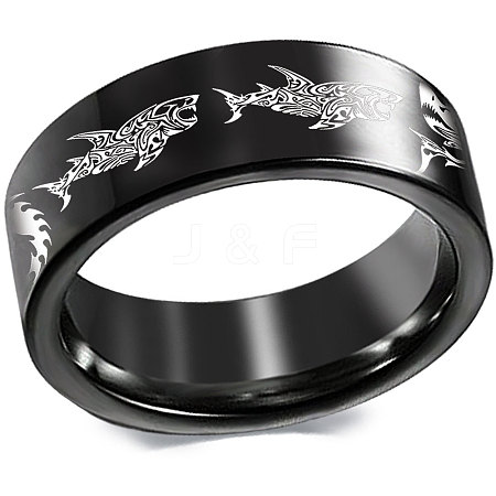 Shark Pattern 201 Stainless Steel Finger Rings FS-WG835B4-01-1