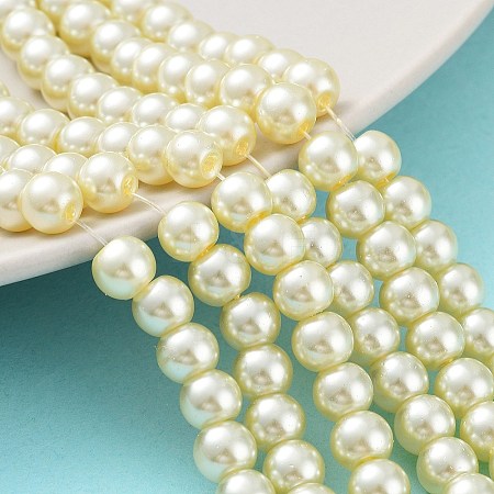 Baking Painted Pearlized Glass Pearl Round Bead Strands HY-Q003-6mm-21-1