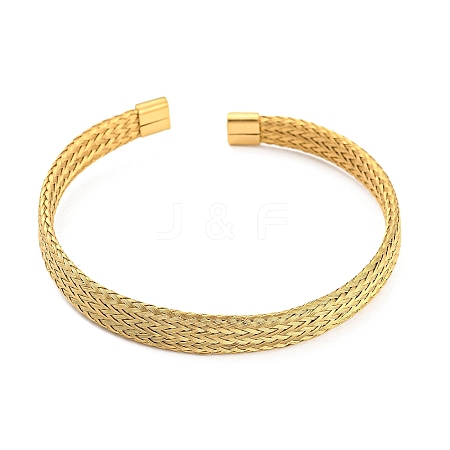 304 Stainless Steel Wire Mesh Cuff Bangles for Women LS-BJEW-D022-01B-G-1