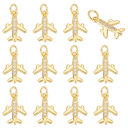 12Pcs Brass Micro Pave Clear Cubic Zirconia Pendants KK-ME0001-52-1