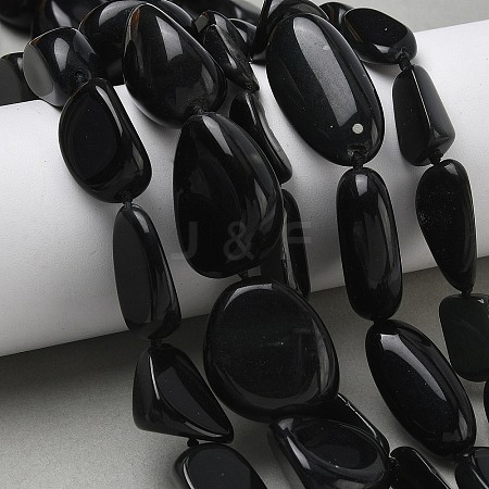 Natural Black Stone Beads Strands G-L650-D01-01-1