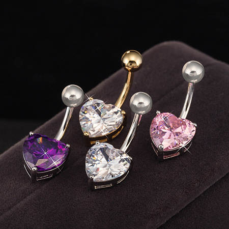 Brass Cubic Zirconia Belly Rings WGBA42D-06-1