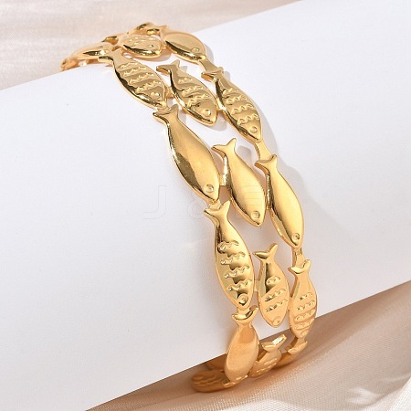 304 Stainless Steel Cuff Bangles BJEW-B158-04G-01-1