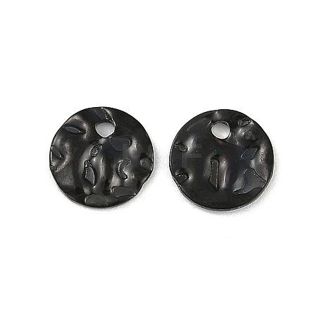 304 Stainless Steel Textured Disc Charms STAS-Q336-11A-B-1