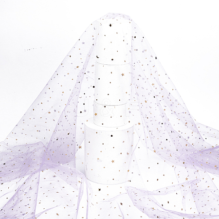 Star Moon Pattern Polyester Mesh Lace Fabric DIY-WH0504-446B-1