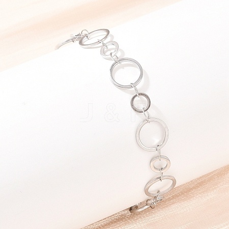 304 Stainless Steel Link Chain Bracelets for Women BJEW-P373-03C-P-1