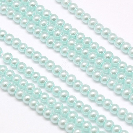 Eco-Friendly Dyed Glass Pearl Round Beads Strands HY-A002-4mm-RB034-1