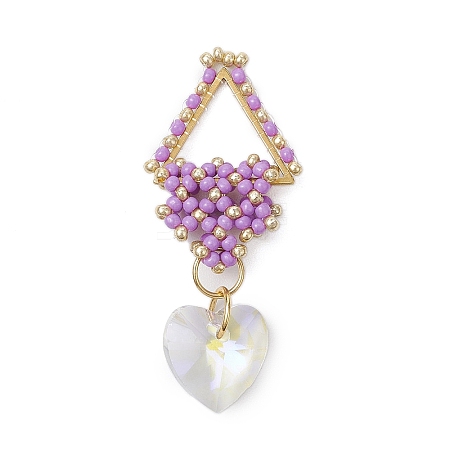 Beaded Triangle & Heart Charms PALLOY-MZ00437-03-1