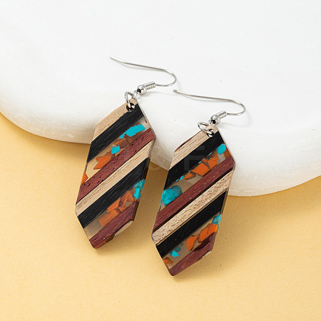 Bohemian Wood & Resin Dangle Earrings WG51BE2-05-1