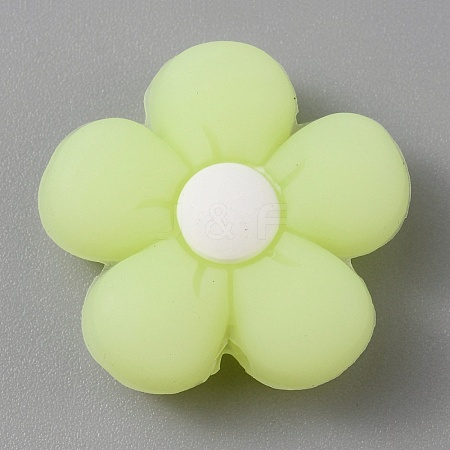 Flower Luminous Silicone Beads SIL-WH0008-37K-1