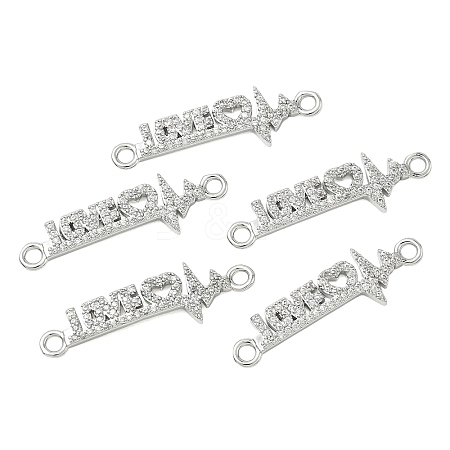 SHEGRACE Brass Micro Pave Clear Cubic Zirconia Connector Charms XGRQ3D373-494P-1