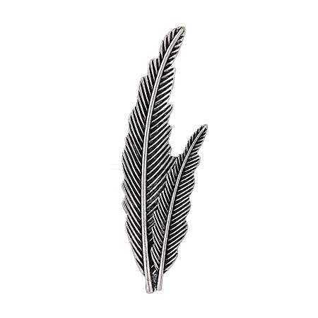 Feather Shape Alloy Brooches for Backpack Clothes PW-WG64635-02-1