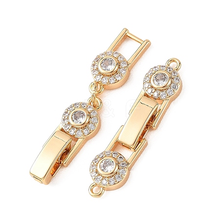 SHEGRACE Brass Micro Pave Clear Cubic Zirconia Fold Oval Clasps XGRQ5S709-845-G-1